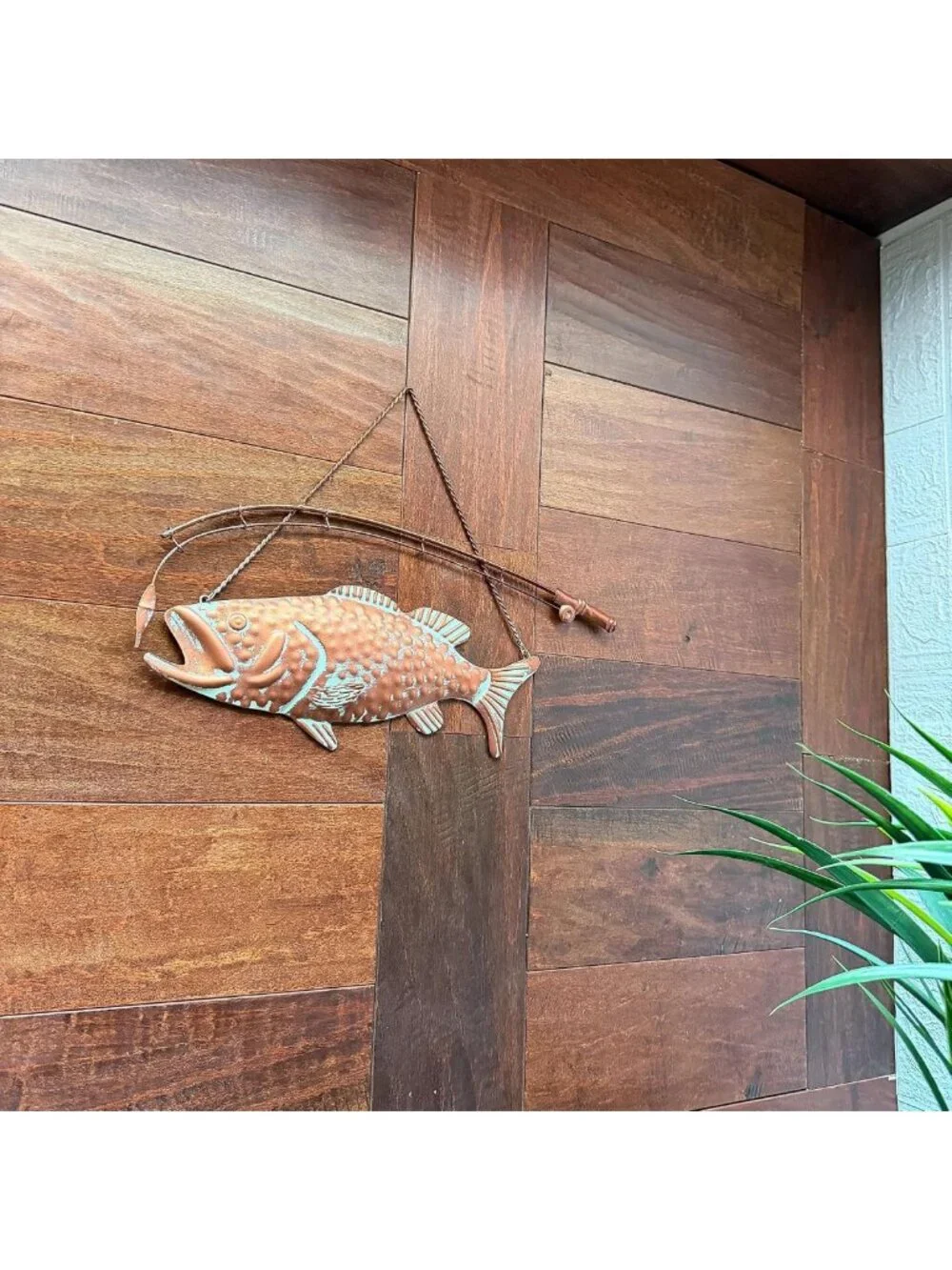 15” Largemouth Bass Metal Wall Art Sculpture | Copper Patina, Textured Finish
